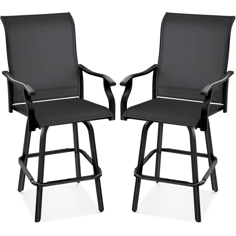 Set of 2 Swivel Barstools, Bar Height Outdoor Chairs, 360 Rotating Patio Bar Stools w/All-Weather Mesh, 300lb Capacity - Black
Set of 2 Swivel Barstools, Bar Height Outdoor Chairs, 360 Rotating Patio Bar Stools w/All-Weather Mesh, 300lb Capacity - Black