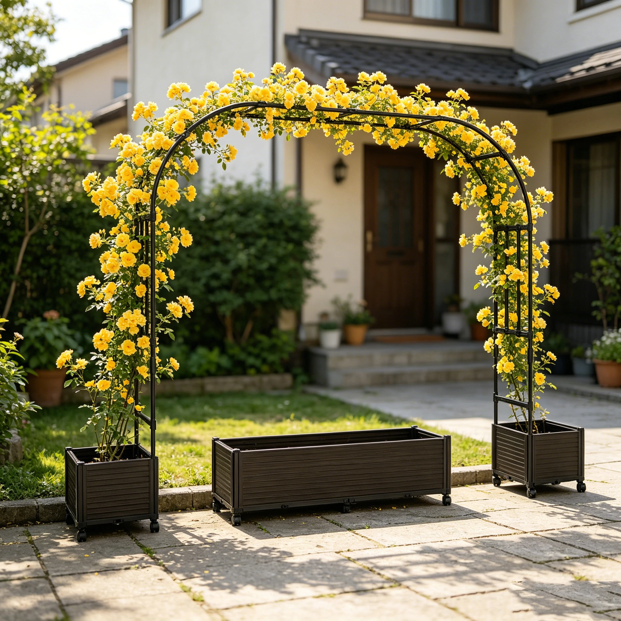 Arch Trellis with Planter Box -Wedding Ceremony Decorations with Wheels, Metal Arch for Garden Arbor Trellis and Climbing Plant
Arch Trellis with Planter Box -Wedding Ceremony Decorations with Wheels, Metal Arch for Garden Arbor Trellis and Climbing Plant