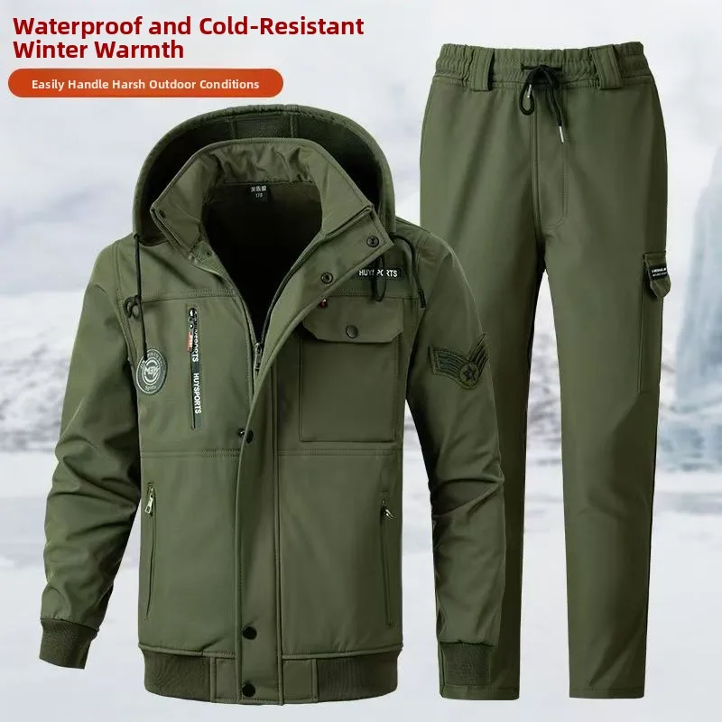 Men's Winter Camouflage Thiened Fce Lined Outdoor Climbing Suit Casual Windproof Waterproof Warm Hooded Zipper Pants
Men's Winter Camouflage Thiened Fce Lined Outdoor Climbing Suit Casual Windproof Waterproof Warm Hooded Zipper Pants