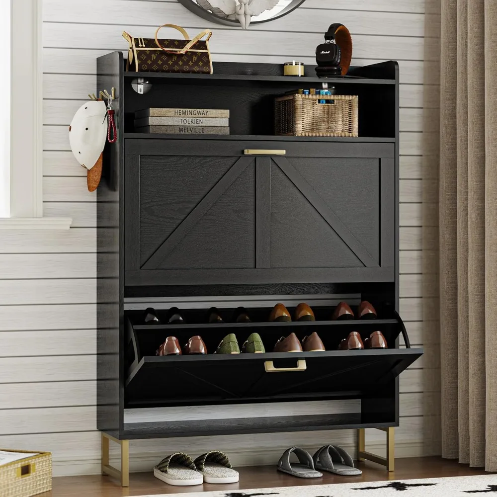 Shoe Cabinet With 2 Flip Drawers Narrow Shoe Storage Cabinet Organizer Wooden Freestanding Rack Hidden Slim Storage For Entryway
Shoe Cabinet With 2 Flip Drawers Narrow Shoe Storage Cabinet Organizer Wooden Freestanding Rack Hidden Slim Storage For Entryway