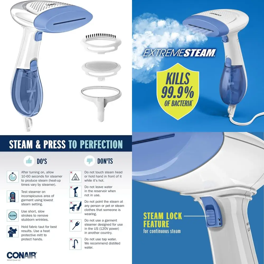 Портативный ручной отпариватель для одежды 1200 Вт, белый/синий, компактный дизайн для ухода за тканями
Портативный ручной отпариватель для одежды 1200 Вт, белый/синий, компактный дизайн для ухода за тканями