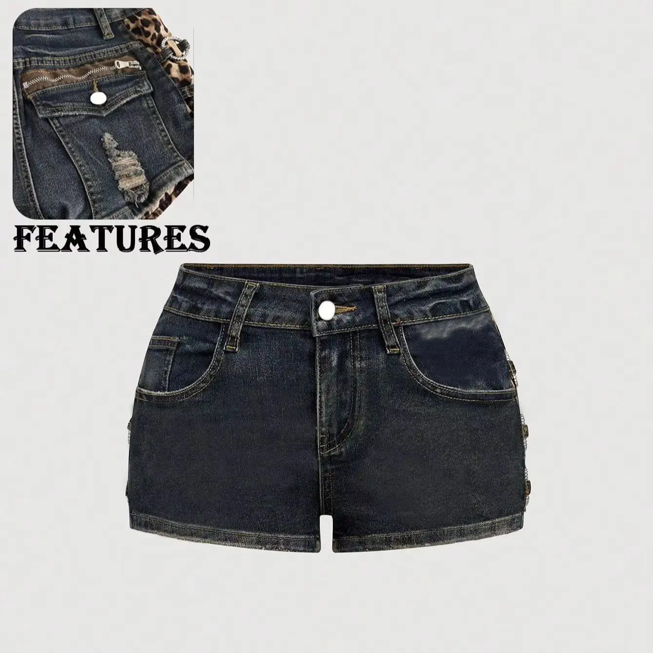 Women High Waist Ripped Denim Shorts Fashion Leopard Patchwork Blue Washed Streetwear Casual Hot Pants Summer Y2k Girls Shorts
Women High Waist Ripped Denim Shorts Fashion Leopard Patchwork Blue Washed Streetwear Casual Hot Pants Summer Y2k Girls Shorts