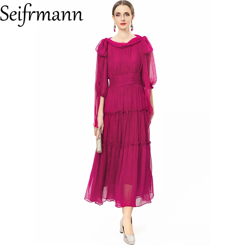 Seifrmann 2026 Summer Women's clothing New Fashionable One Collar Half Sleeve Mesh Waist cinching Long Dress
Seifrmann 2026 Summer Women's clothing New Fashionable One Collar Half Sleeve Mesh Waist cinching Long Dress