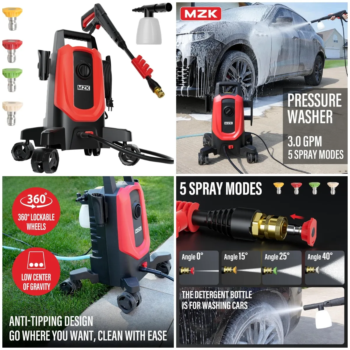 Электрическая мойка высокого давления 3,0 галлона в минуту с возможностью 360° ° Колеса, 4 насадки, пенопластовая пушка для автомобилей, заборов, подъездных дорог
Электрическая мойка высокого давления 3,0 галлона в минуту с возможностью 360° ° Колеса, 4 насадки, пенопластовая пушка для автомобилей, заборов, подъездных дорог