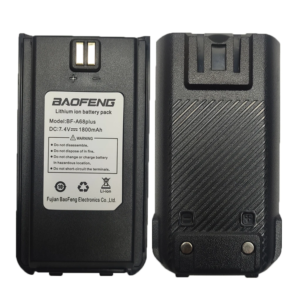 BaoFeng BF-A68 plus High Capacity 1800mAh Li-ion Rechargeable Walkie Talkie Battery Ham Radio Upgrade Transceiver
BaoFeng BF-A68 plus High Capacity 1800mAh Li-ion Rechargeable Walkie Talkie Battery Ham Radio Upgrade Transceiver