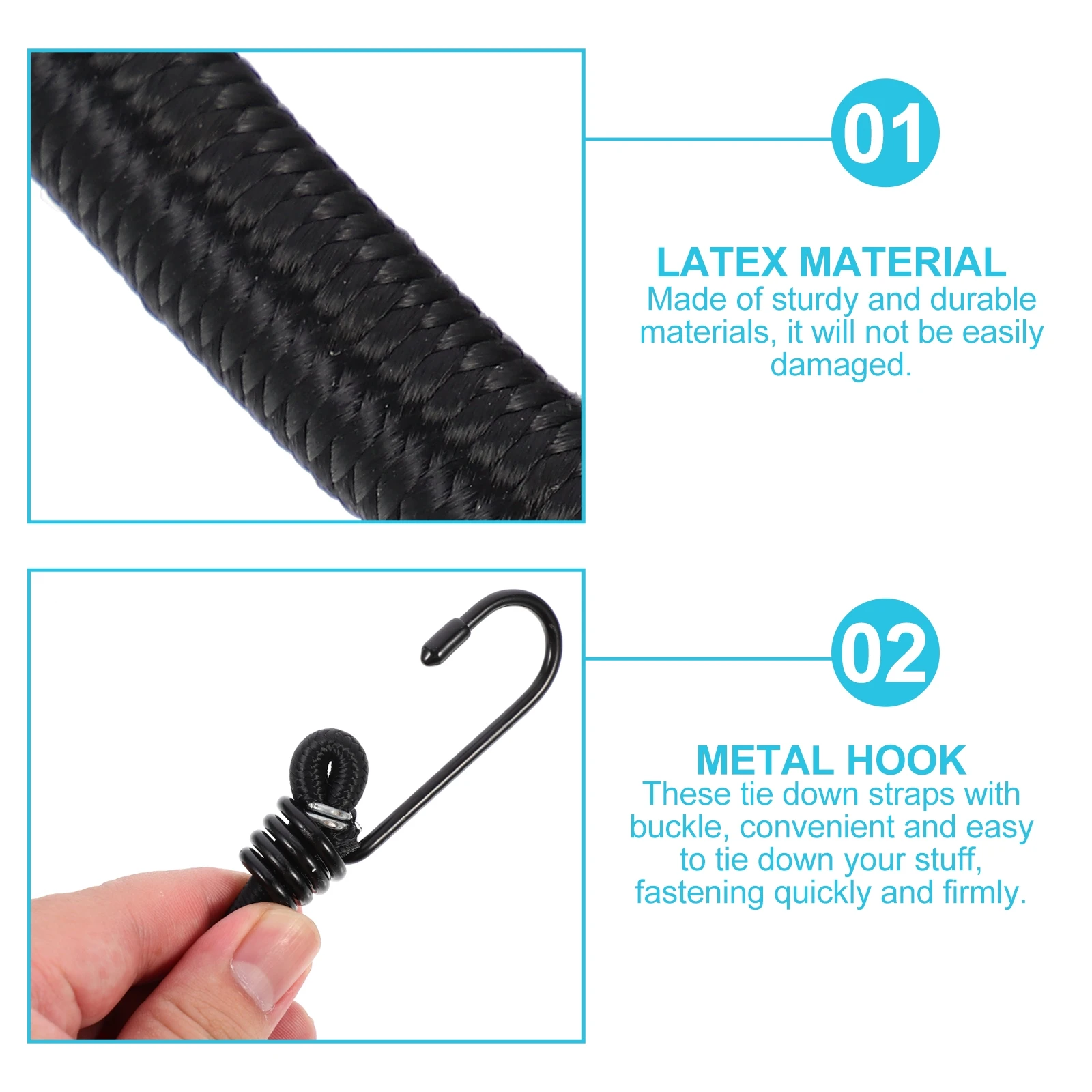 5 Pcs Bungee Cords Hook Latex Silk Straps Heavy Duty Cargo Tie Down Belts Luggage Fixing Truck Trailer Storage Binding Rope
5 Pcs Bungee Cords Hook Latex Silk Straps Heavy Duty Cargo Tie Down Belts Luggage Fixing Truck Trailer Storage Binding Rope