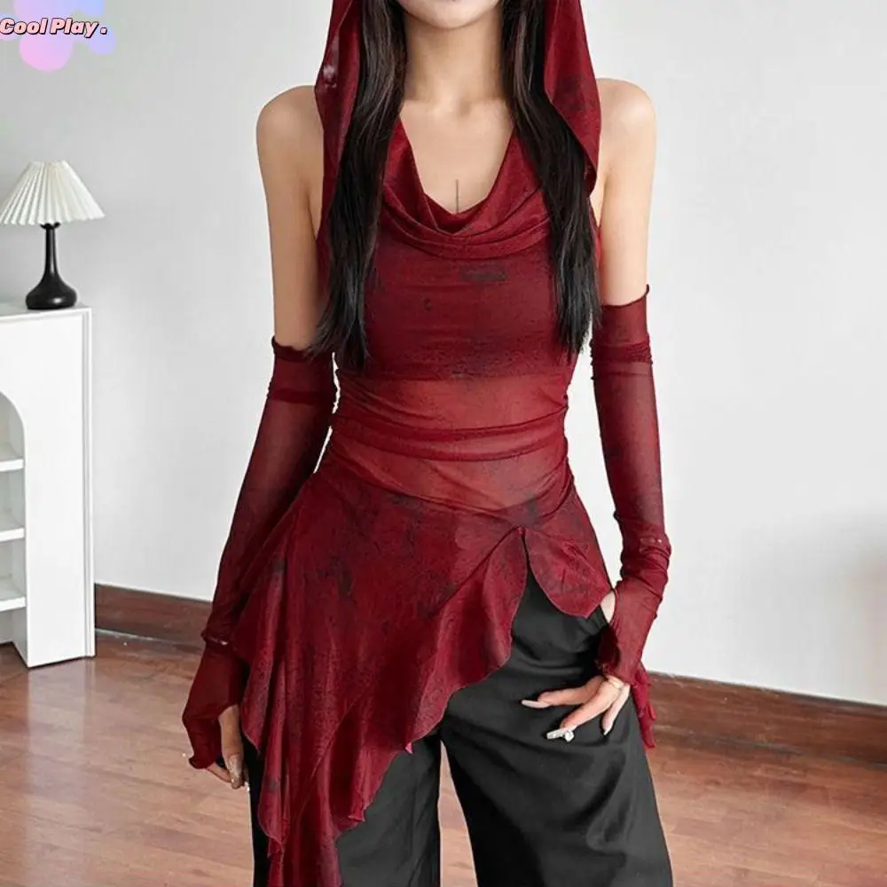 Y2K Tees Ruffle Long Sleeve Shirt Mesh Hooded T-shirt Vintage Gothic Hooded Streetwear with Sleeves Long Sleeve Tops Girls Gift
Y2K Tees Ruffle Long Sleeve Shirt Mesh Hooded T-shirt Vintage Gothic Hooded Streetwear with Sleeves Long Sleeve Tops Girls Gift
