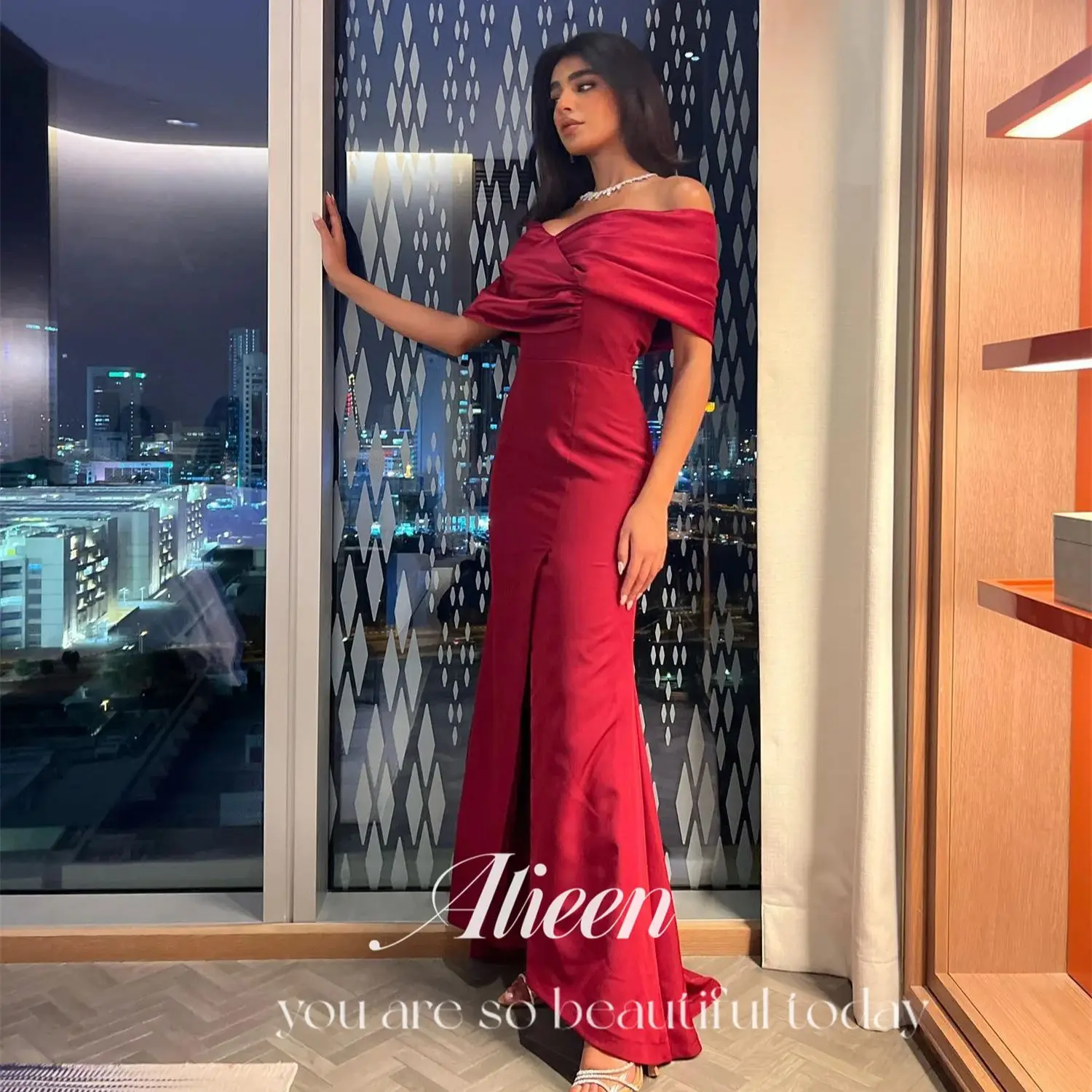 Aileen Red Elegant Gowns Customized Long Sleeve Dresses for Special Occasions Off the Shoulders Satin Mermaid Luxury Party Dress
Aileen Red Elegant Gowns Customized Long Sleeve Dresses for Special Occasions Off the Shoulders Satin Mermaid Luxury Party Dress
