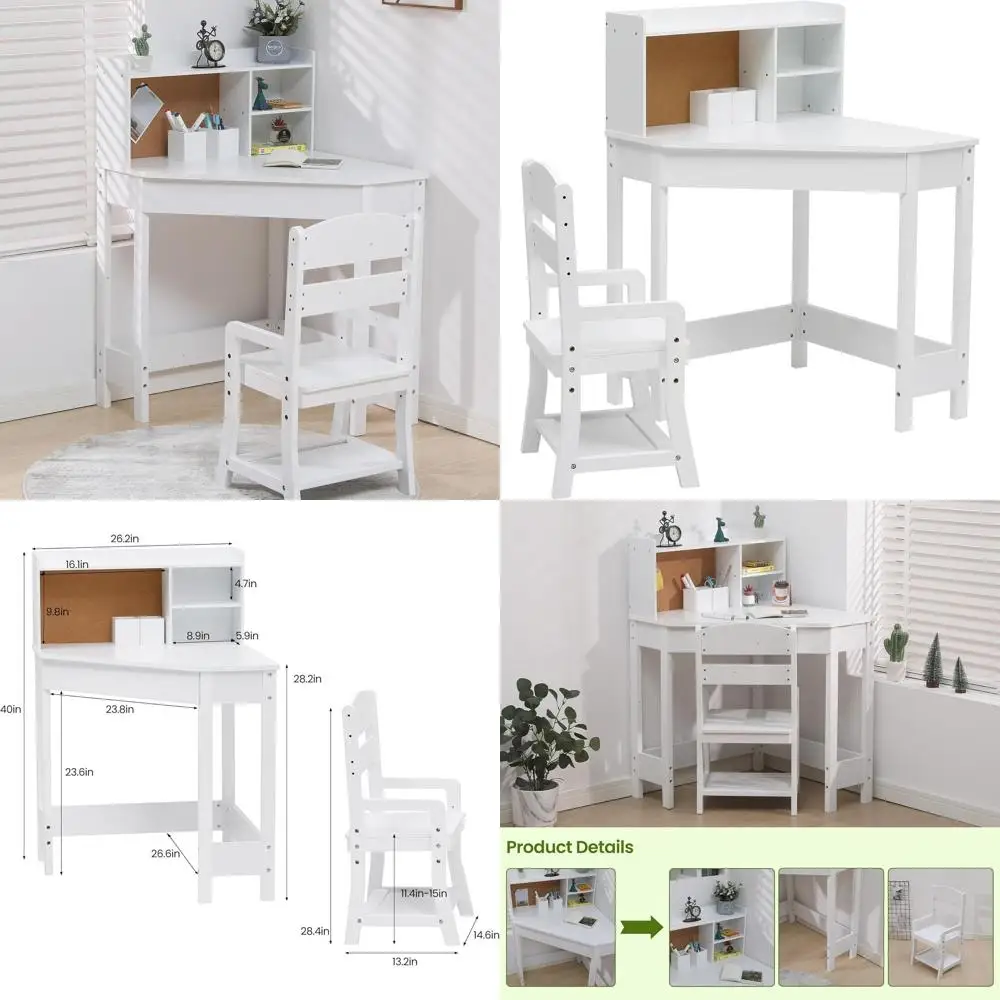 White Kids Study Desk and Chair Set for Boys and Girls, L-Shaped, Suitable for Ages 3-8
White Kids Study Desk and Chair Set for Boys and Girls, L-Shaped, Suitable for Ages 3-8