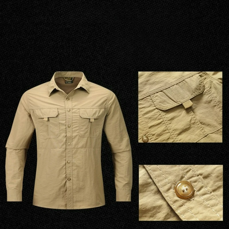 Outdoor Camping Long-sleeved Shirt 2026 Summer Retro Solid Color Multi-pocket Shirt Casual Quick-drying Sunscreen Top for Men
Outdoor Camping Long-sleeved Shirt 2026 Summer Retro Solid Color Multi-pocket Shirt Casual Quick-drying Sunscreen Top for Men