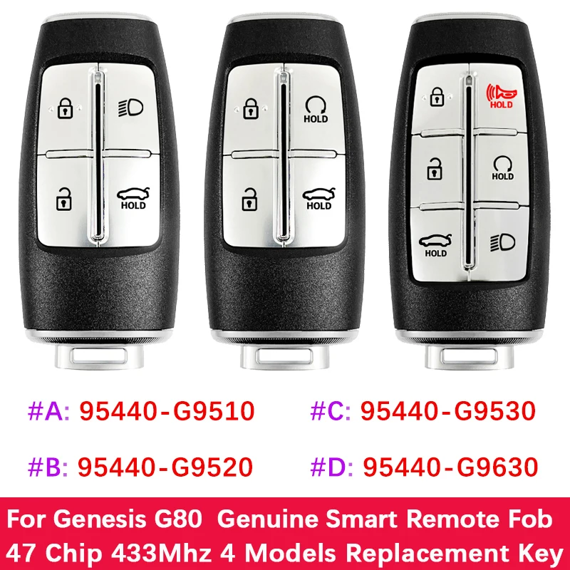 Aftermarket Smart Keyless Go Remote For Genesis Hyundai G70 433MHz 47chip 95440-G9510 95440-G9520 95440-G9530 95440-G9630
Aftermarket Smart Keyless Go Remote For Genesis Hyundai G70 433MHz 47chip 95440-G9510 95440-G9520 95440-G9530 95440-G9630