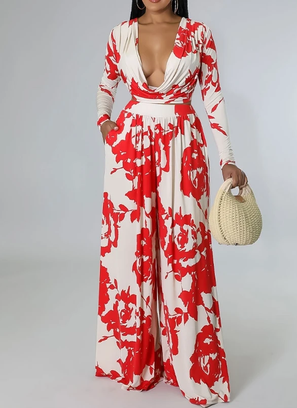 Sexy Elegant T-Shirt Pullover Tops Long Sleeved Printed Crop Top Wide Leg Pants Set New 2024 Autumn Casual Womens Two Piece Sets
Sexy Elegant T-Shirt Pullover Tops Long Sleeved Printed Crop Top Wide Leg Pants Set New 2024 Autumn Casual Womens Two Piece Sets