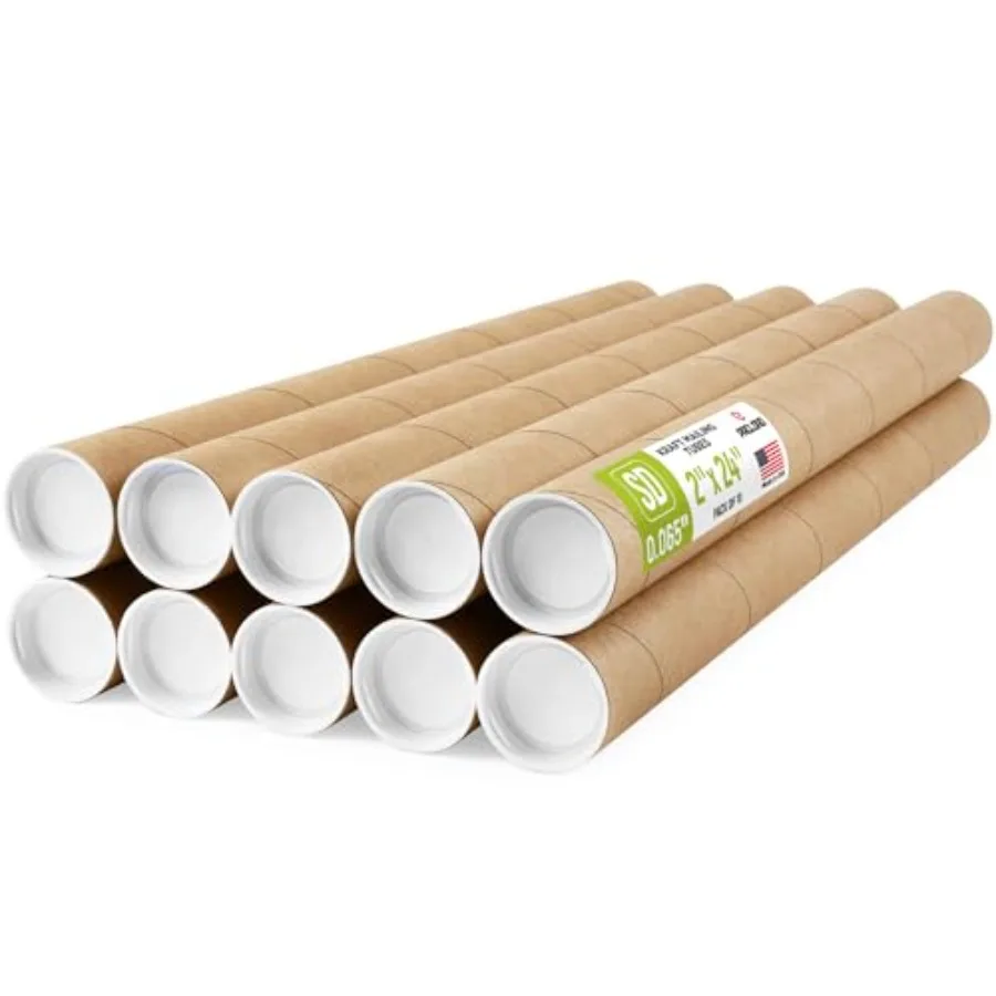 2" x 24" Reinforced Kraft Paper Mailing Tube, Pack of 10 Tubes with 20 Caps Secure USPS Approved Poster Tube Made in USA Cardbo
2" x 24" Reinforced Kraft Paper Mailing Tube, Pack of 10 Tubes with 20 Caps Secure USPS Approved Poster Tube Made in USA Cardbo