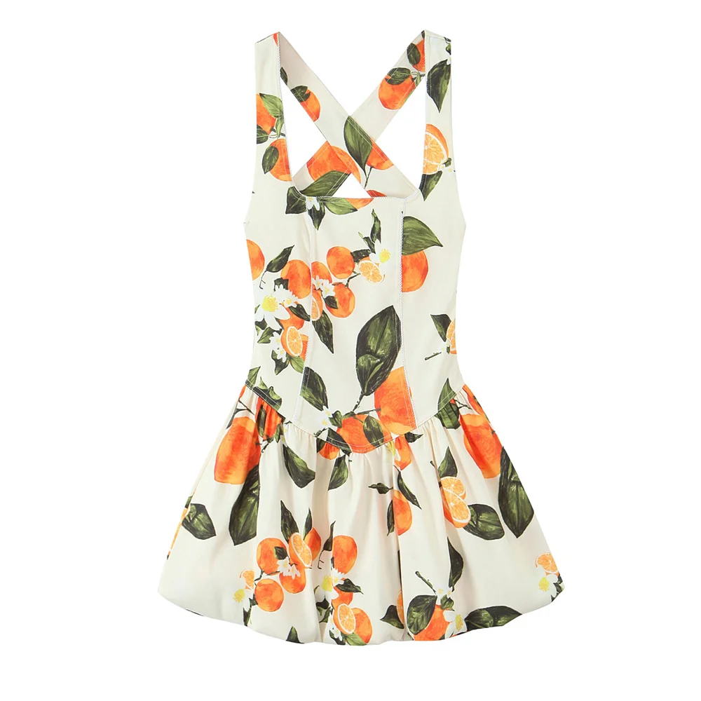 PB&ZA 2025 Women's Sleeveless Cross - Back Mini Dress with Orange Fruit Print for a Fresh and Stylish Look
PB&ZA 2025 Women's Sleeveless Cross - Back Mini Dress with Orange Fruit Print for a Fresh and Stylish Look