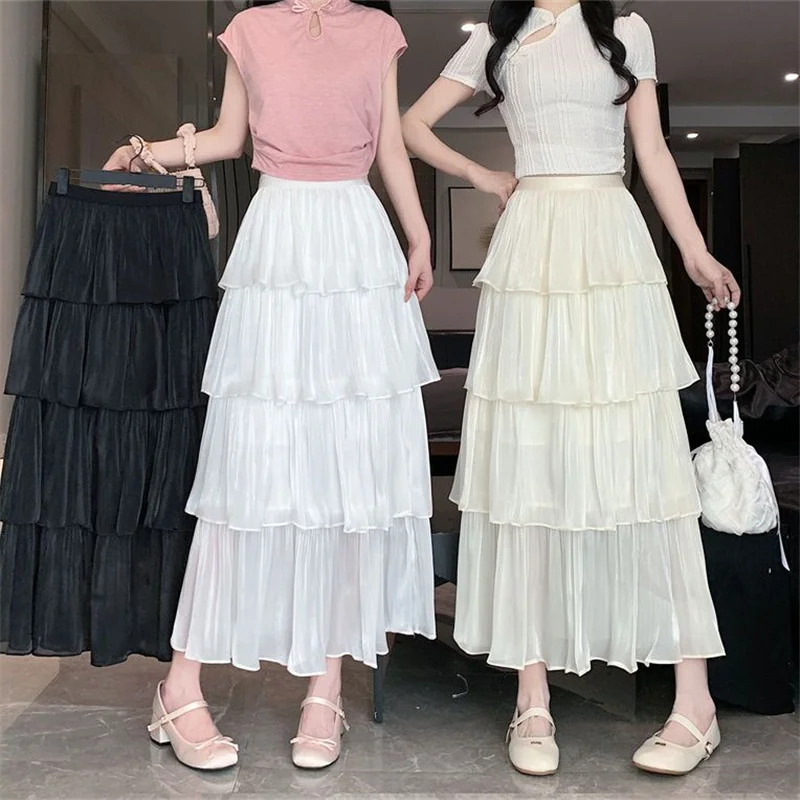 Women Skirt Summer Mesh Cake A-line High Waist Casual Simple Elegant Midi Skirt White Black Beige Fashion New
Women Skirt Summer Mesh Cake A-line High Waist Casual Simple Elegant Midi Skirt White Black Beige Fashion New