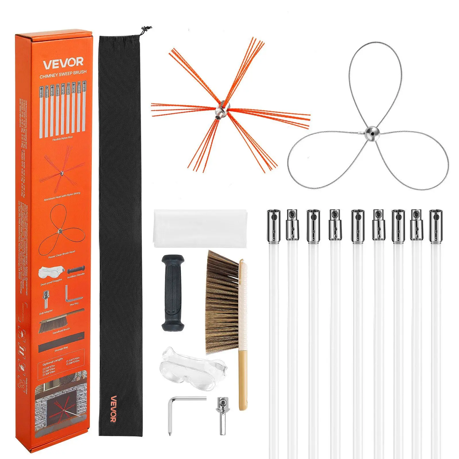 Chimney Sweep Kit, 30 ft Maximum Extendable Length Chimney Brush, Chimney Cleaner Sweeper with Dual Brush Heads, Brush &
Chimney Sweep Kit, 30 ft Maximum Extendable Length Chimney Brush, Chimney Cleaner Sweeper with Dual Brush Heads, Brush &