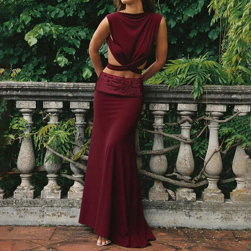 Модные полуюбки с блестками, элегантные топы из двух предметов с открытым пупком и юбки с запахом на бедрах, летние однотонные повседневные наряды
Модные полуюбки с блестками, элегантные топы из двух предметов с открытым пупком и юбки с запахом на бедрах, летние однотонные повседневные наряды