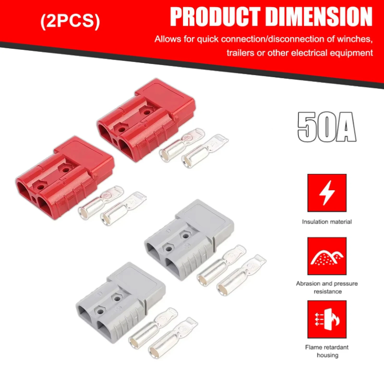 Waterproof 50A 600V Battery Quick Connectors with Terminals, Wire Harness Plug Power Connect Disconnect Set for Cars ATVs
Waterproof 50A 600V Battery Quick Connectors with Terminals, Wire Harness Plug Power Connect Disconnect Set for Cars ATVs