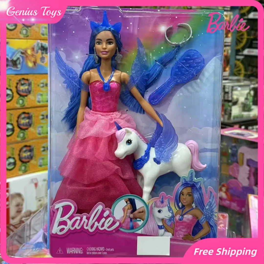 Barbie 65th Anniversary Unicorn Doll for Girls with Blue Hair Pink Skirt Gown Fairy Wings Comb Pet Accessories Fairy Kids Gift
Barbie 65th Anniversary Unicorn Doll for Girls with Blue Hair Pink Skirt Gown Fairy Wings Comb Pet Accessories Fairy Kids Gift