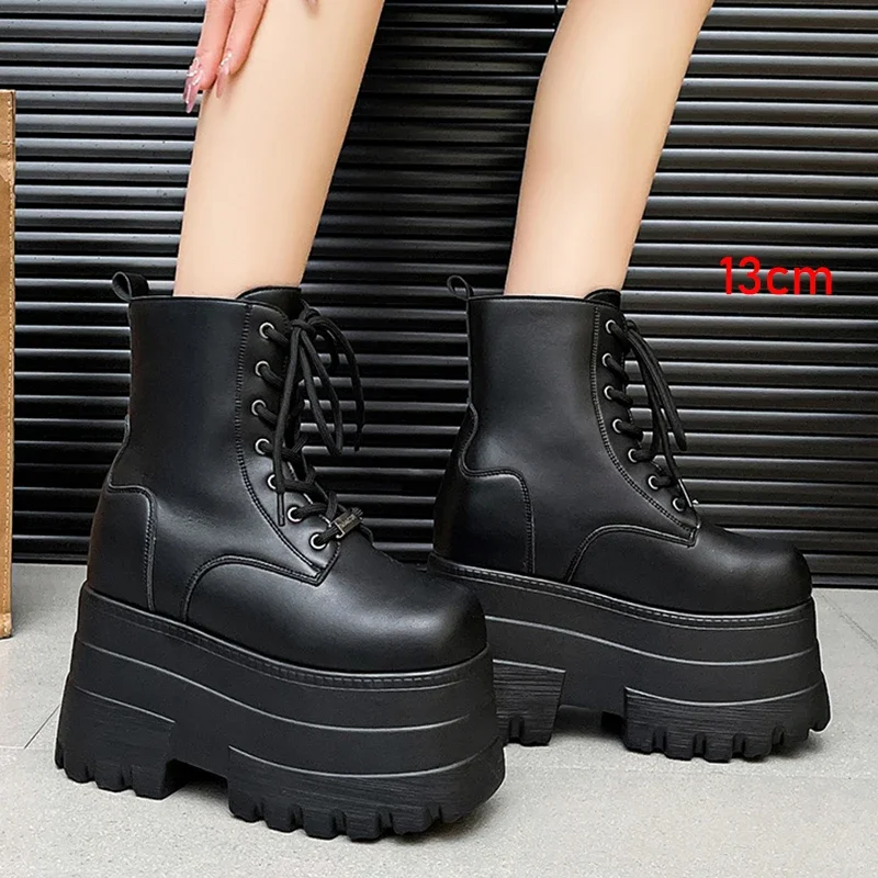 Women 13 CM Platform Boots Casual Outdoor Shoes Chunky Simple Lace Up Design Ankle Boots Cool Nightclub Party Black Shoes 35-43
Women 13 CM Platform Boots Casual Outdoor Shoes Chunky Simple Lace Up Design Ankle Boots Cool Nightclub Party Black Shoes 35-43