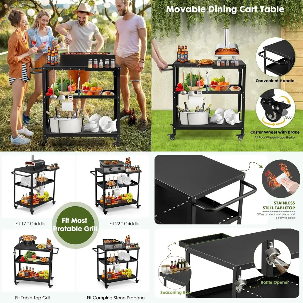 Универсальный стол-печь для пиццы для улицы и дома с 4 фиксируемыми колесами, крючками и боковой ручкой (черный)
Универсальный стол-печь для пиццы для улицы и дома с 4 фиксируемыми колесами, крючками и боковой ручкой (черный)