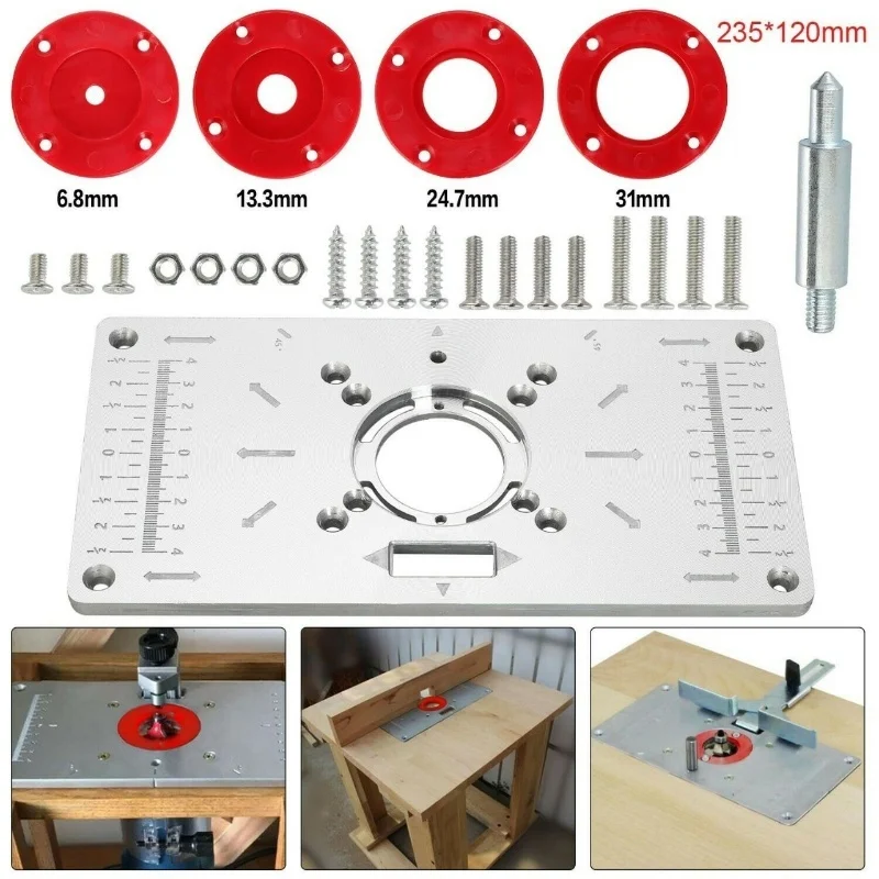 Router Table Insert Plate Metal Router Template With 4PCS Rings Tools Flip Board For Woodworking
Router Table Insert Plate Metal Router Template With 4PCS Rings Tools Flip Board For Woodworking