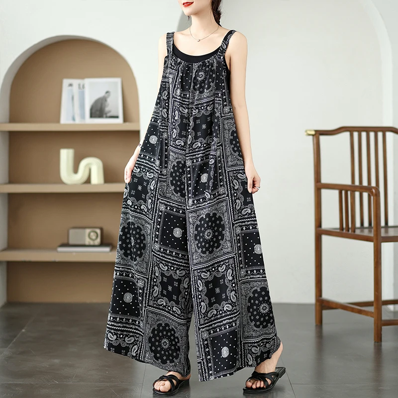Summer Casual Loose Women's Overalls V-Neck Wide Leg Pants Leg Lengthening Vintage Style Natural Waist Polyester Fiber
Summer Casual Loose Women's Overalls V-Neck Wide Leg Pants Leg Lengthening Vintage Style Natural Waist Polyester Fiber
