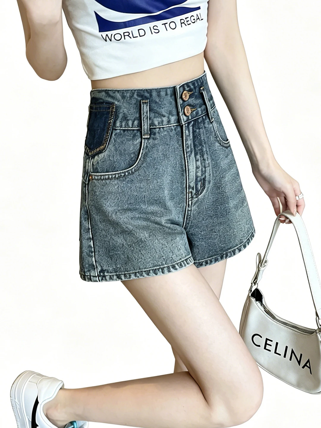 High Waist A-Line Denim Shorts Women's Summer Thin Loose Slimming Hot Pants American Design Sensation Cotton Polyester Blend
High Waist A-Line Denim Shorts Women's Summer Thin Loose Slimming Hot Pants American Design Sensation Cotton Polyester Blend