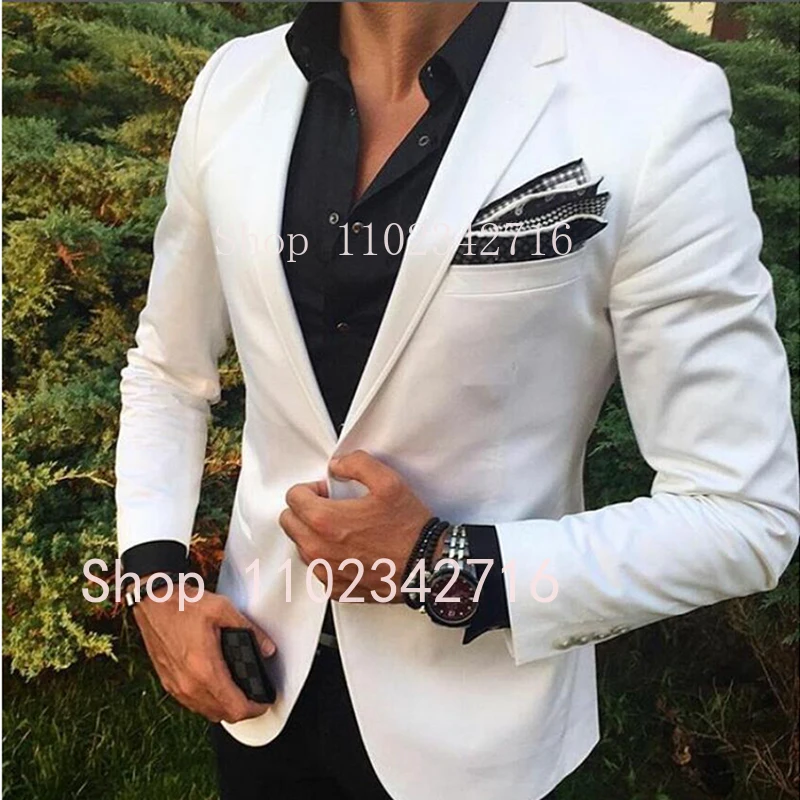 Classic 2 Piece Suits for Men Single Breasted White Blazer with Black Pants Notched Lapel Prom Party Male Suit Jacket Pants Set
Classic 2 Piece Suits for Men Single Breasted White Blazer with Black Pants Notched Lapel Prom Party Male Suit Jacket Pants Set
