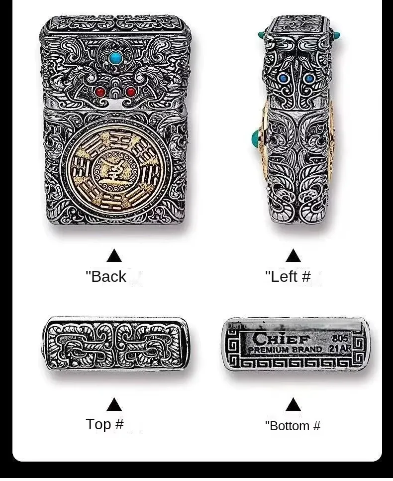 CHIEF Retro Lighter Metal Heavy Armor Lighter Six-sided Embossed Turntable Decompression Grinding Wheel Ignition
CHIEF Retro Lighter Metal Heavy Armor Lighter Six-sided Embossed Turntable Decompression Grinding Wheel Ignition