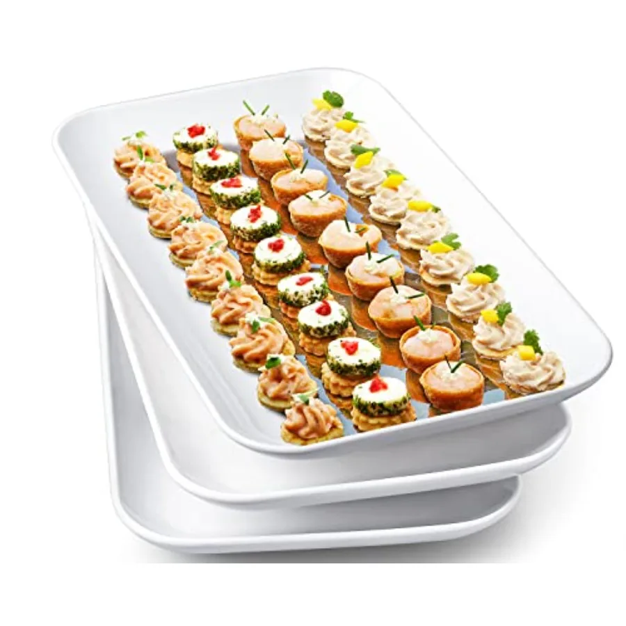 14 Inch Large Serving Platter Set of 3 White Porcelain Serving Trays for Entertaining Rectangular Platters for Turkey Meat Appe
14 Inch Large Serving Platter Set of 3 White Porcelain Serving Trays for Entertaining Rectangular Platters for Turkey Meat Appe