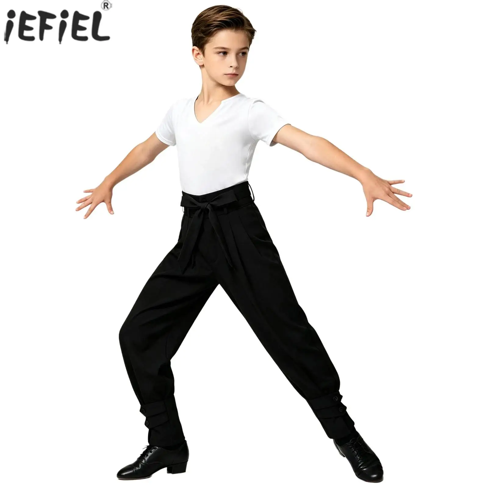 Kids Boys Latin Tango Cha-cha Dance Outfit V-neck Short Sleeve T-shirt with Pants Belt Rumba Samba Salsa Jazz Modern Dancewear
Kids Boys Latin Tango Cha-cha Dance Outfit V-neck Short Sleeve T-shirt with Pants Belt Rumba Samba Salsa Jazz Modern Dancewear