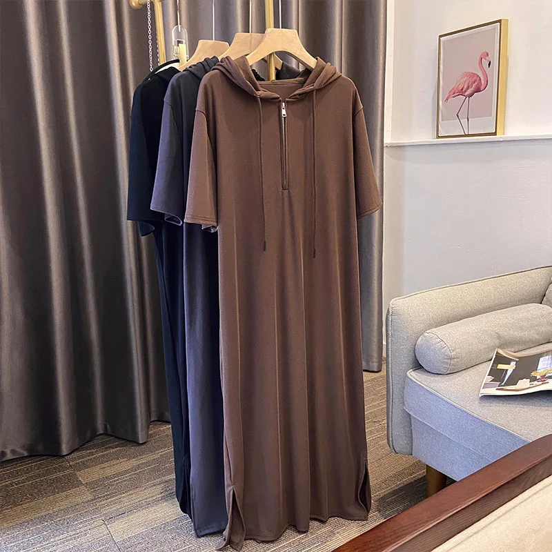 Women Casual Loose Hooded Dresses Spring Summer Elegant Solid Zipper Long Skirt Fashion All-match Oversized Clothing 40-100Kg
Women Casual Loose Hooded Dresses Spring Summer Elegant Solid Zipper Long Skirt Fashion All-match Oversized Clothing 40-100Kg
