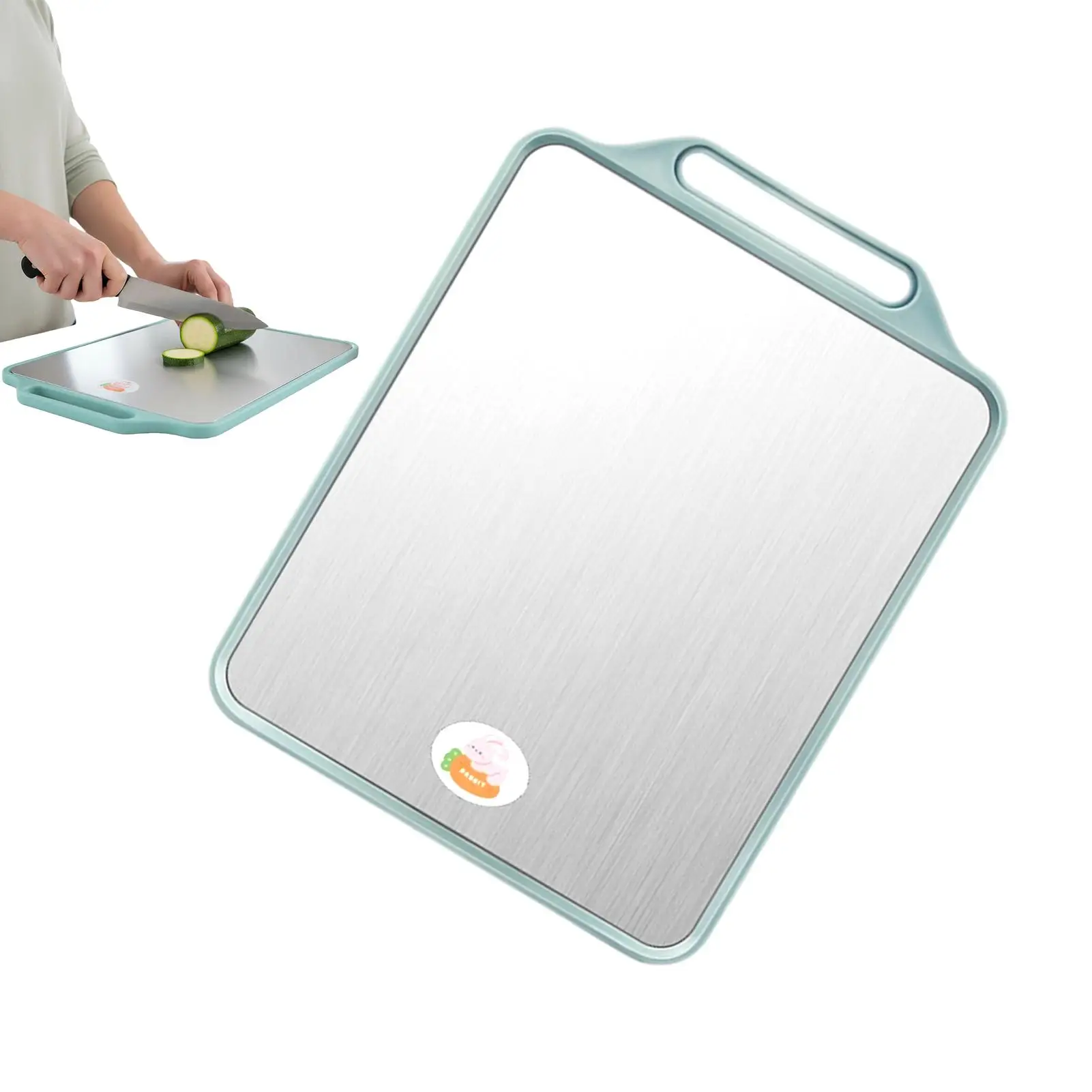 Двусторонняя разделочная доска, разделочный коврик для приготовления еды с ручкой, кухонная разделочная доска из нержавеющей стали для мяса, овощей, хлеба
Двусторонняя разделочная доска, разделочный коврик для приготовления еды с ручкой, кухонная разделочная доска из нержавеющей стали для мяса, овощей, хлеба