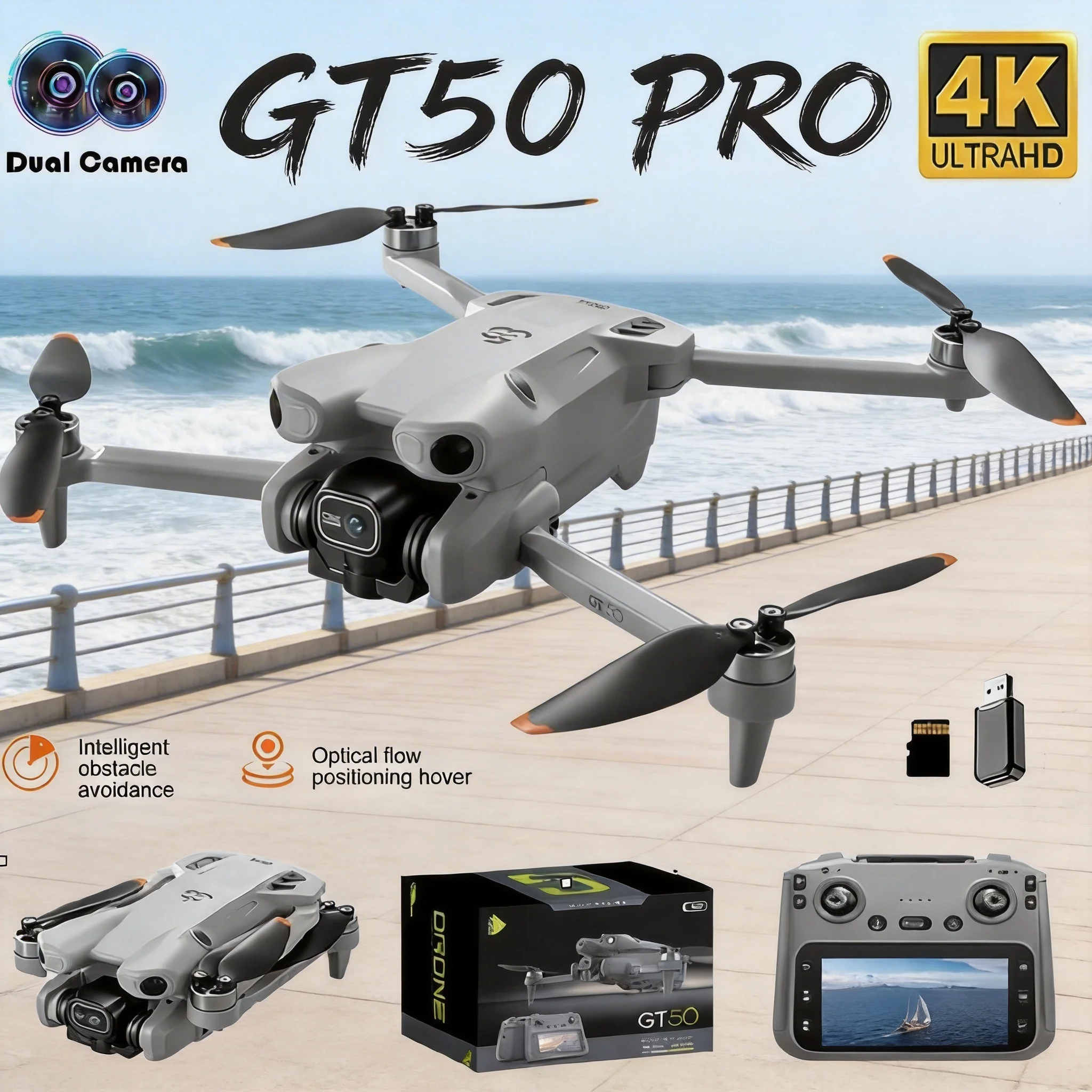 Профессиональный дрон GT50 PRO с двумя 4K HD камерами, Wi-Fi FPV, ЖК-дисплеем, радиоуправлением, складной квадрокоптер для аэрофотосъемки, игрушка-самолет
Профессиональный дрон GT50 PRO с двумя 4K HD камерами, Wi-Fi FPV, ЖК-дисплеем, радиоуправлением, складной квадрокоптер для аэрофотосъемки, игрушка-самолет