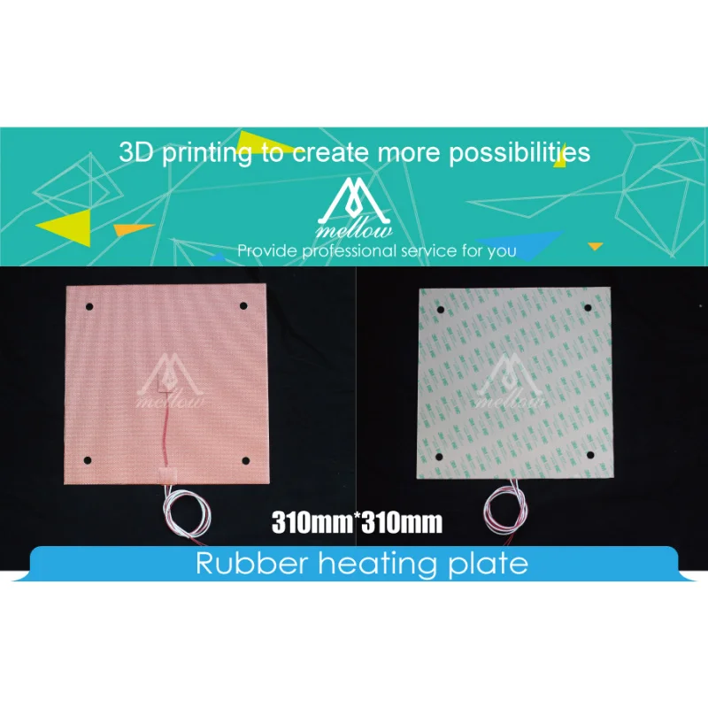 Brand-new for Mellow 3D printer hot bed silicone heating pad 310x310mm 150-degree safety insurance VzBoT330
Brand-new for Mellow 3D printer hot bed silicone heating pad 310x310mm 150-degree safety insurance VzBoT330