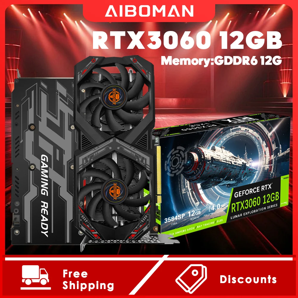 AIBOMAN VGA RTX3060 12GB GDDR6 192BIT 8NM 3584SP PCI-E 4.0 8PIN HDMI DP Gaming Graphics Cards
AIBOMAN VGA RTX3060 12GB GDDR6 192BIT 8NM 3584SP PCI-E 4.0 8PIN HDMI DP Gaming Graphics Cards