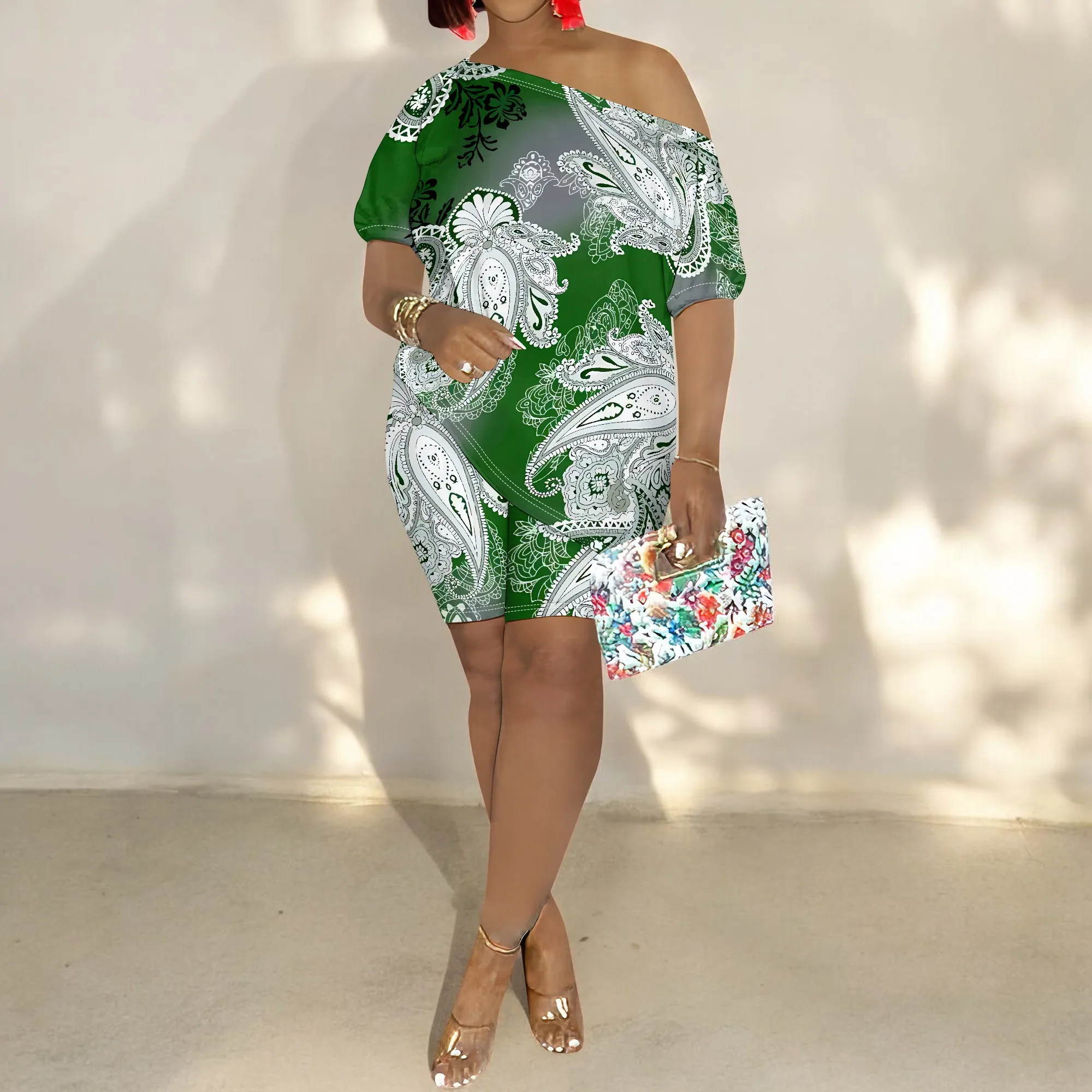 Women Casual Floral Print 2 Piece Outfits Jumpsuits Short Sleeve Irregular Top Bodycon Short Leg Pants Set Tracksuits
Women Casual Floral Print 2 Piece Outfits Jumpsuits Short Sleeve Irregular Top Bodycon Short Leg Pants Set Tracksuits