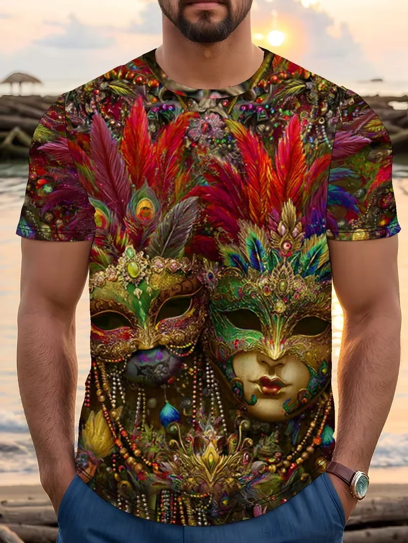 Vibrant Mardi Gras Graphic Print T-Shirt For Men Women Casual Crew Neck Short Sleeve Top Summer Festival Party Unisex Clothing
Vibrant Mardi Gras Graphic Print T-Shirt For Men Women Casual Crew Neck Short Sleeve Top Summer Festival Party Unisex Clothing