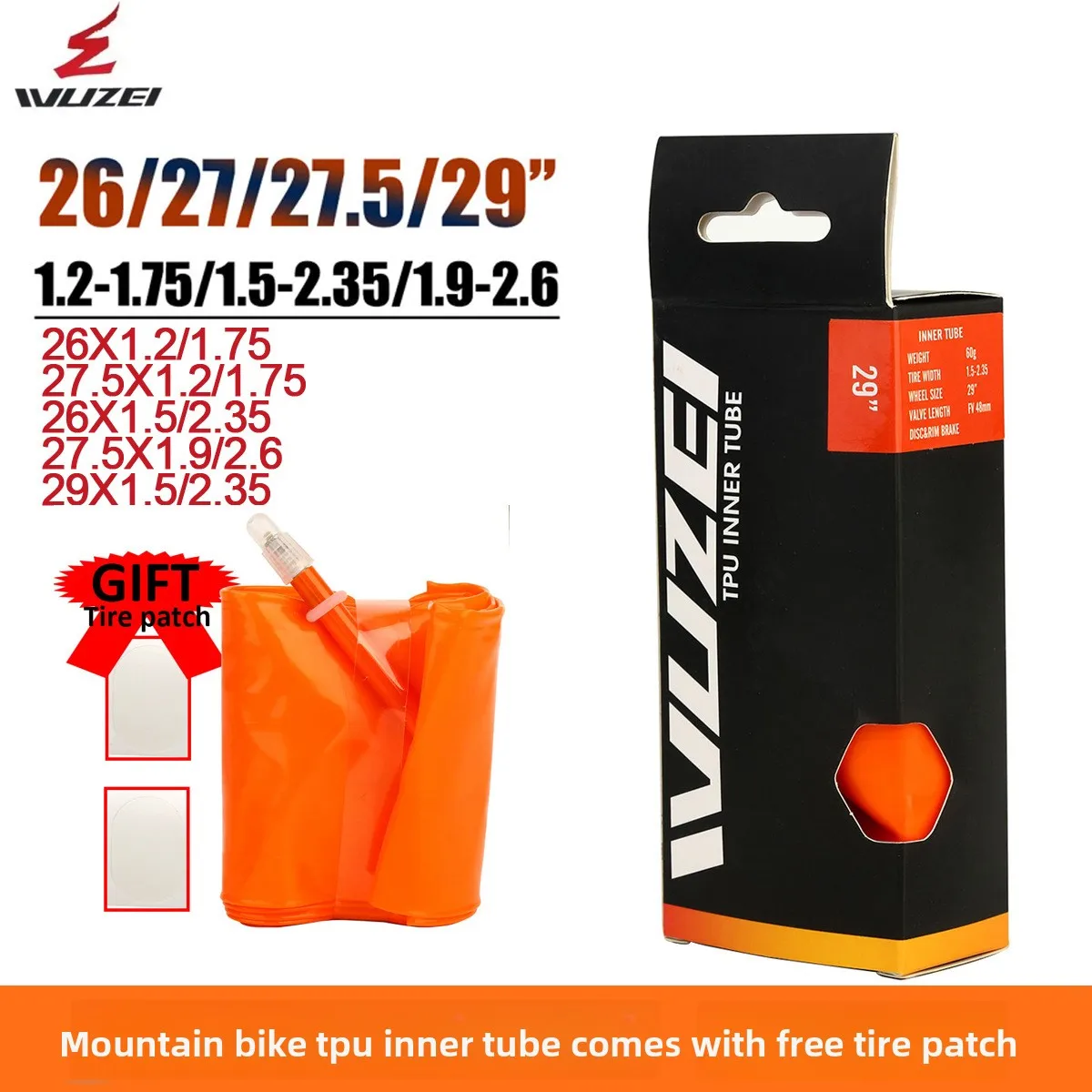 Squid bicycle inner tube lightweight TPU French mouth inner tube mountain bike inner tube 26/27.5 /29 cross-border sources
Squid bicycle inner tube lightweight TPU French mouth inner tube mountain bike inner tube 26/27.5 /29 cross-border sources