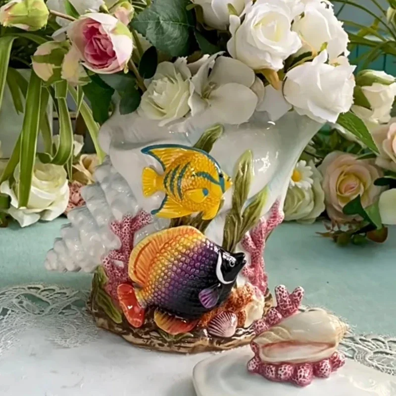 European Ceramic Storage Jar Tropical Fish Cookie Jar OceanInspired Snack Box ConchStyle Vase for Home Décor Storage Container
European Ceramic Storage Jar Tropical Fish Cookie Jar OceanInspired Snack Box ConchStyle Vase for Home Décor Storage Container