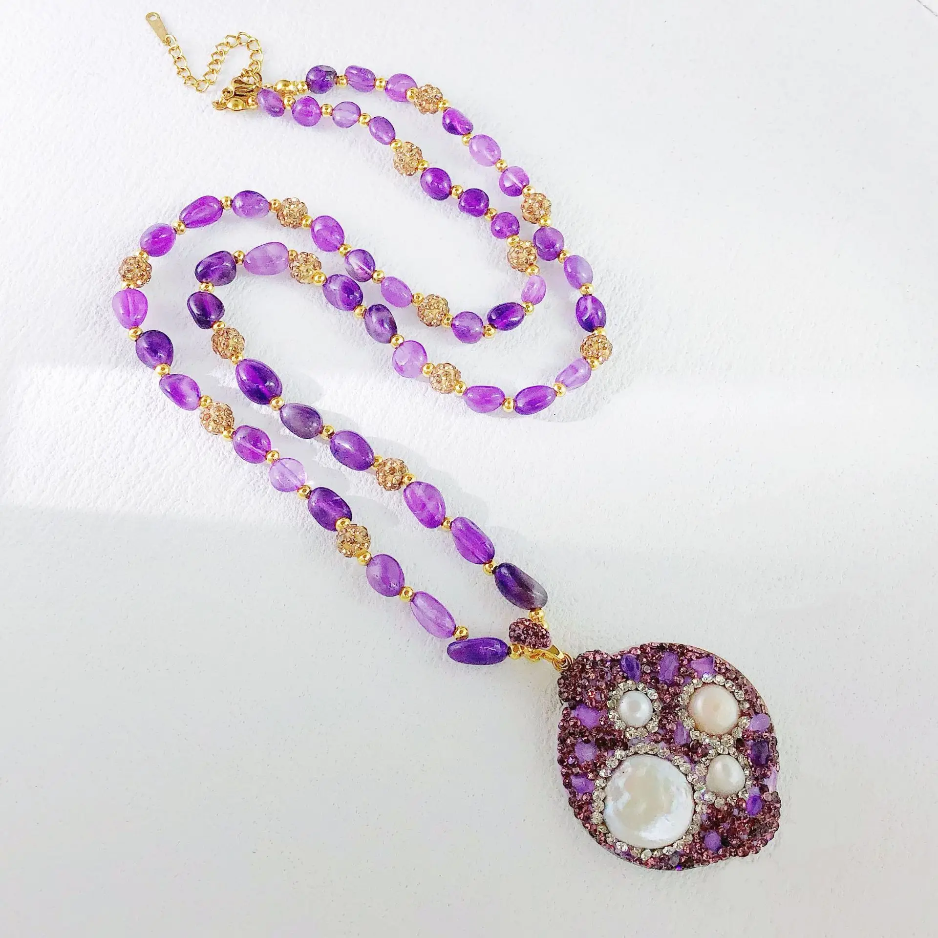 Necklace Shell Natural Freshwater Pearls Necklaces Long Sweater Chain Collar Purple Stone Pendant for Women Jewelry Accessory
Necklace Shell Natural Freshwater Pearls Necklaces Long Sweater Chain Collar Purple Stone Pendant for Women Jewelry Accessory