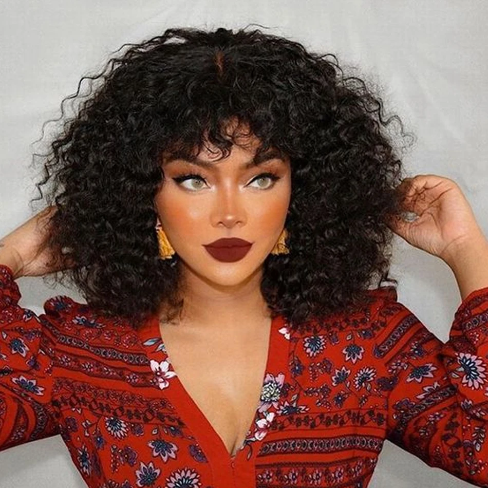 Glueless Bob Wig Curly Human Hair Wig With Bangs Curly Wig Remy Jessenia Hair Full Machine Wigs Short Bob Wig 12A Human Hair Wig
Glueless Bob Wig Curly Human Hair Wig With Bangs Curly Wig Remy Jessenia Hair Full Machine Wigs Short Bob Wig 12A Human Hair Wig