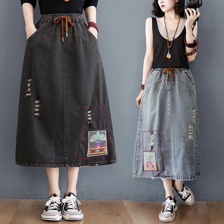 Artistic Large Size Casual Embroidered Denim Skirt High Waist Loose Fit Regular Thickness Deep Color No Brand Registration
Artistic Large Size Casual Embroidered Denim Skirt High Waist Loose Fit Regular Thickness Deep Color No Brand Registration