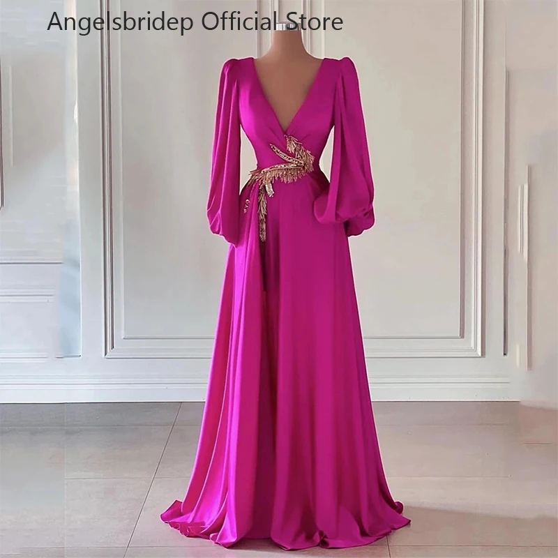 Angelsbridep Prom Gowns 2023 A Line V Neck Fulle Sleeves Sequin Belt Evening Dress Floor Length Saudi Arabic Formal Reception
Angelsbridep Prom Gowns 2023 A Line V Neck Fulle Sleeves Sequin Belt Evening Dress Floor Length Saudi Arabic Formal Reception