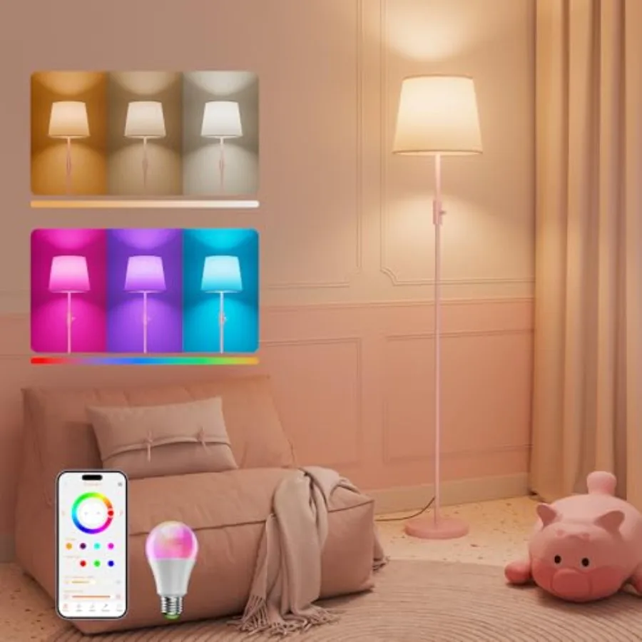 Smart Floor Lamp with RGBCW Color Change Bulb, Compatible with Alexa, Siri, Google Voice and App Control, Standing Lamp with Li
Smart Floor Lamp with RGBCW Color Change Bulb, Compatible with Alexa, Siri, Google Voice and App Control, Standing Lamp with Li