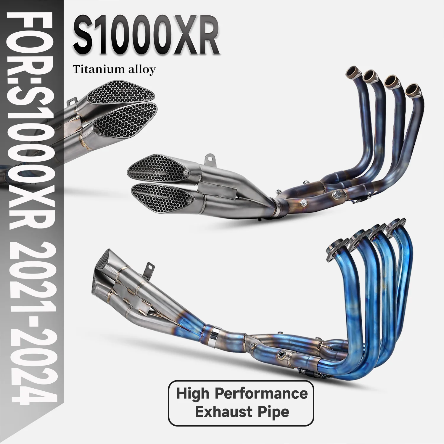 S1000XR Motorcycle Exhaust Full System Ti Alloy Slip on Front Link Pipe with Double Outlet Muffler For S1000XR S1000xr 2019-2024
S1000XR Motorcycle Exhaust Full System Ti Alloy Slip on Front Link Pipe with Double Outlet Muffler For S1000XR S1000xr 2019-2024