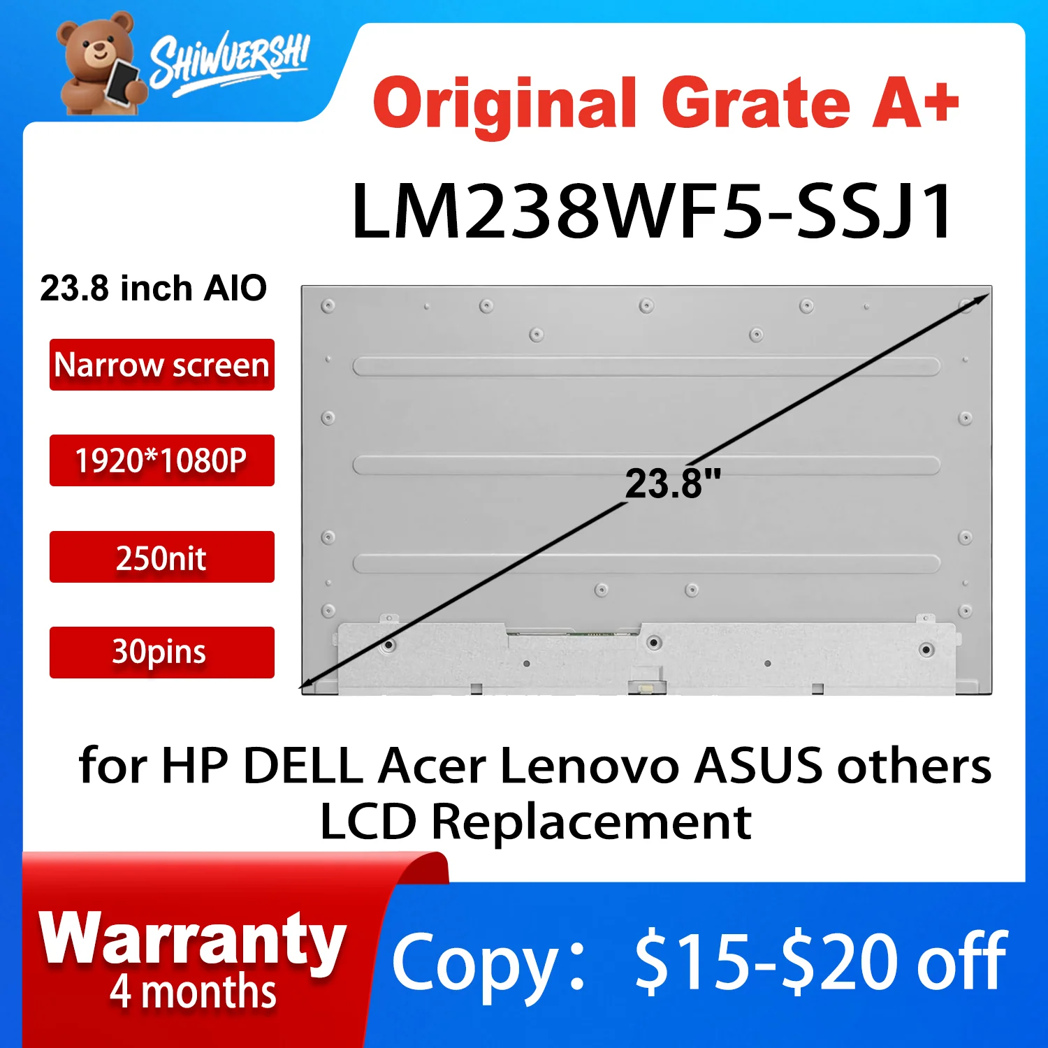 Новый оригинальный Sceen 23,8-дюймовый ЖК-дисплей, встроенный сенсорный экран LM238WF5 SSJ1 LM238WF5-SSJ1 LM238WF5-(SSJ1) для Dell Inspiron
Новый оригинальный Sceen 23,8-дюймовый ЖК-дисплей, встроенный сенсорный экран LM238WF5 SSJ1 LM238WF5-SSJ1 LM238WF5-(SSJ1) для Dell Inspiron