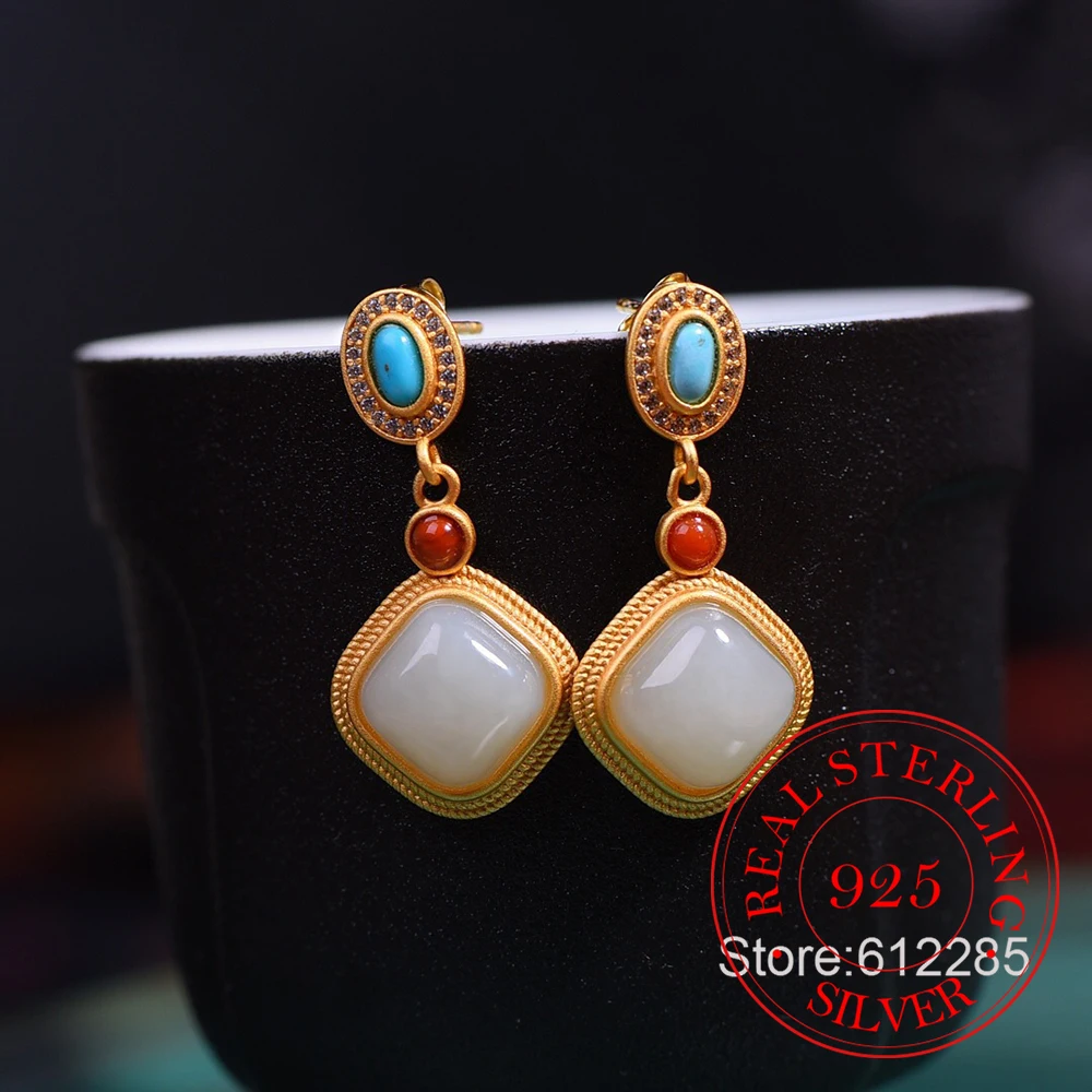 925 Sterling Silver Jewelry Geometric Rhombus Natural Jade Turquoise stud Earrings For Women Wedding Party Jewelry Gift
925 Sterling Silver Jewelry Geometric Rhombus Natural Jade Turquoise stud Earrings For Women Wedding Party Jewelry Gift
