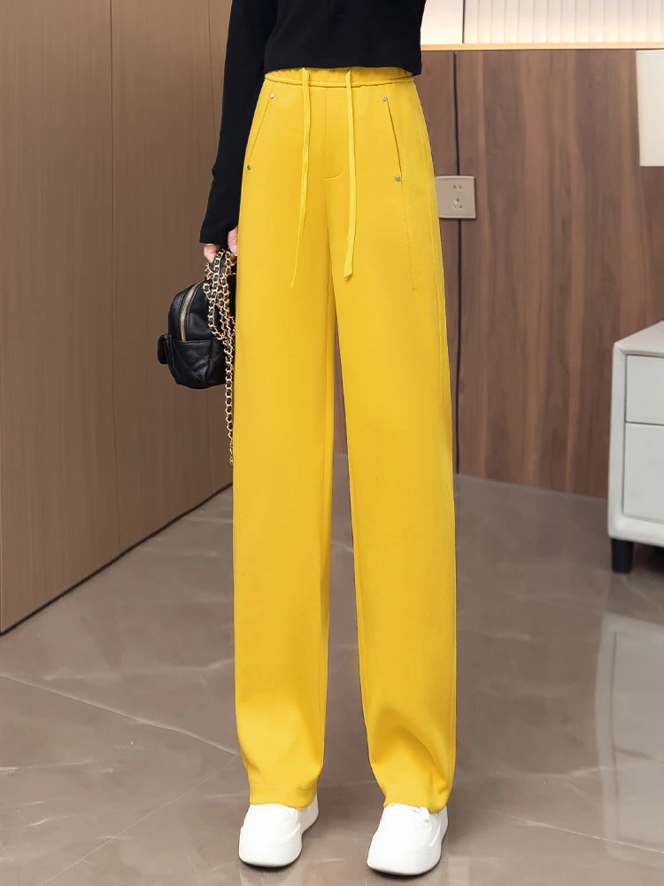 Yellow High Waist Wide Leg Sporty Trousers for Women Loose Fit Slimming Casual Banana Pants Spring Autumn New Arrival
Yellow High Waist Wide Leg Sporty Trousers for Women Loose Fit Slimming Casual Banana Pants Spring Autumn New Arrival